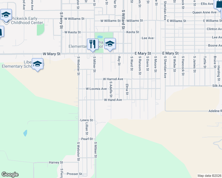 map of restaurants, bars, coffee shops, grocery stores, and more near 701 South Adella Street in Ottumwa