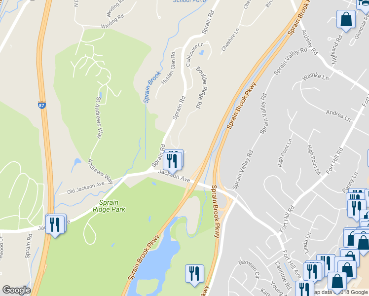 map of restaurants, bars, coffee shops, grocery stores, and more near 97 Boulder Ridge Road in Scarsdale