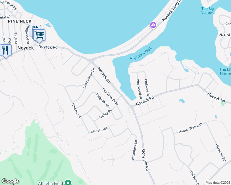 map of restaurants, bars, coffee shops, grocery stores, and more near 5 Valley Road in Sag Harbor