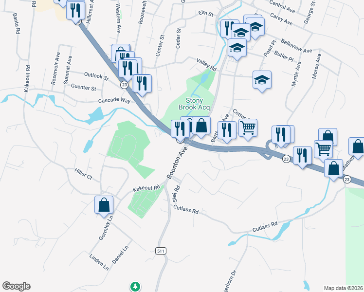 map of restaurants, bars, coffee shops, grocery stores, and more near 225 County Road 511 in Butler
