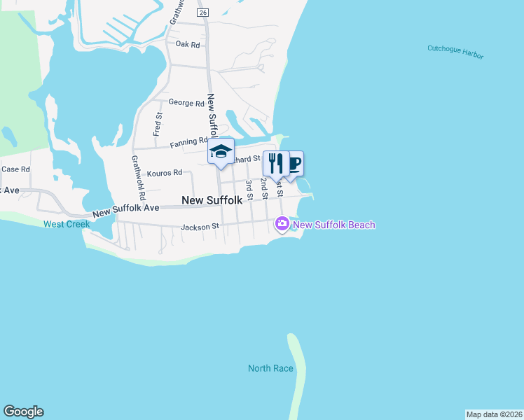 map of restaurants, bars, coffee shops, grocery stores, and more near 2450 Jackson Street in New Suffolk