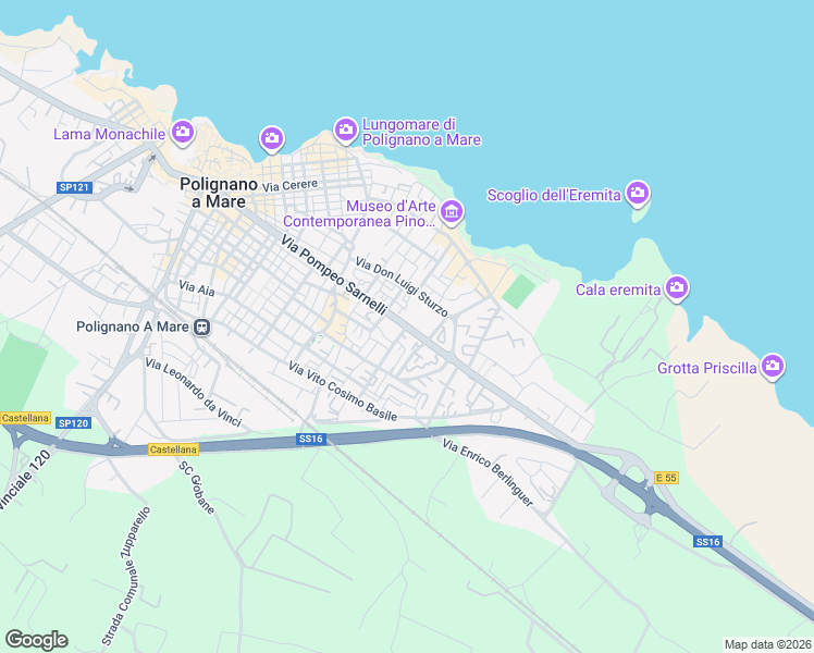 map of restaurants, bars, coffee shops, grocery stores, and more near 9 Via Pietro Nenni in Polignano A Mare