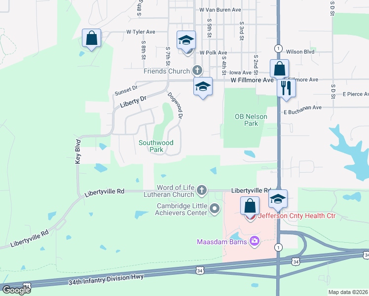 map of restaurants, bars, coffee shops, grocery stores, and more near 1501-1599 Lone Oak Circle in Fairfield