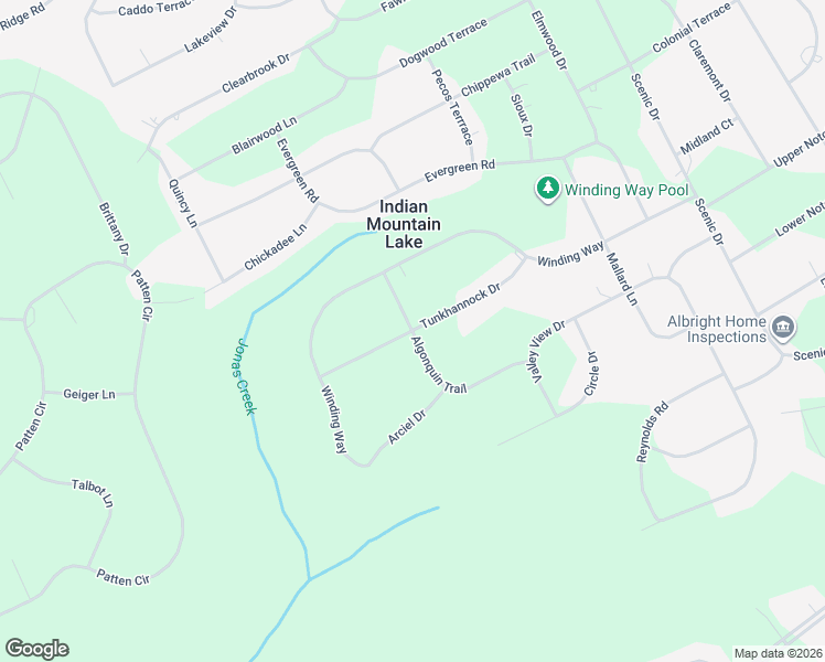 map of restaurants, bars, coffee shops, grocery stores, and more near 1641 Algonquin Trail in Albrightsville