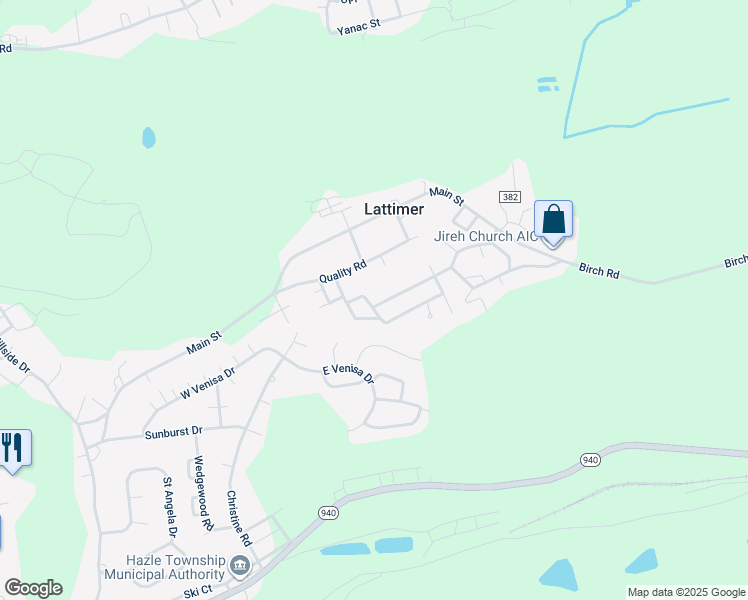 map of restaurants, bars, coffee shops, grocery stores, and more near 409 Ferrara Avenue in Lattimer