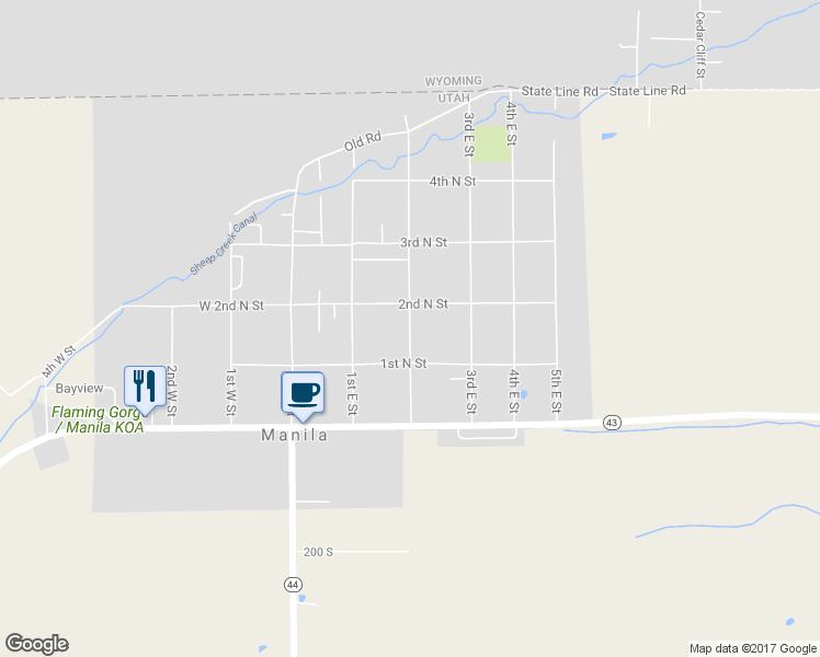 map of restaurants, bars, coffee shops, grocery stores, and more near 159 East 2nd North in Manila
