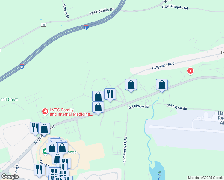 map of restaurants, bars, coffee shops, grocery stores, and more near 327 Holly Lynn Drive in Luzerne County