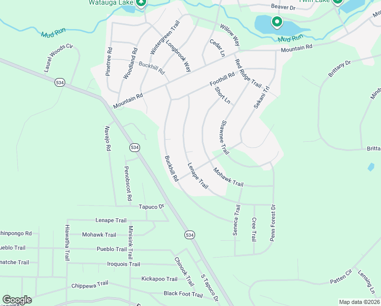 map of restaurants, bars, coffee shops, grocery stores, and more near 98 Lenape Trail in Albrightsville