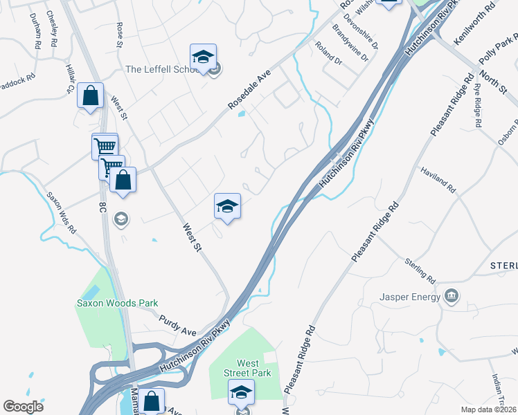 map of restaurants, bars, coffee shops, grocery stores, and more near 3 Westhaven Lane in White Plains