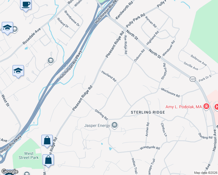 map of restaurants, bars, coffee shops, grocery stores, and more near 90 Haviland Road in Harrison