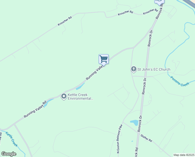 map of restaurants, bars, coffee shops, grocery stores, and more near 8406 Running Valley Road in Stroudsburg