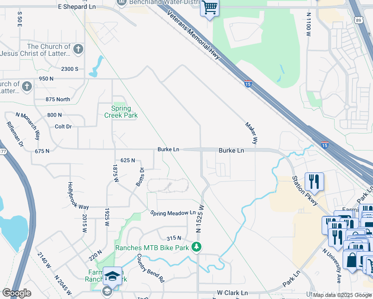 map of restaurants, bars, coffee shops, grocery stores, and more near 1526-1674 Burke Ln in Farmington