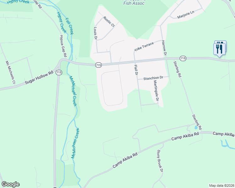 map of restaurants, bars, coffee shops, grocery stores, and more near 45 Chatham Hill Rd in Stroudsburg