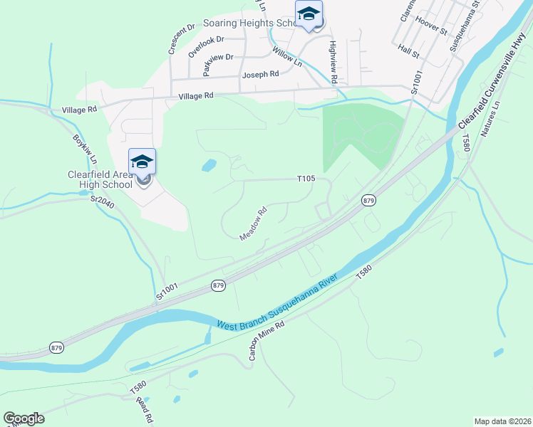 map of restaurants, bars, coffee shops, grocery stores, and more near 2507 Meadow Rd in Clearfield