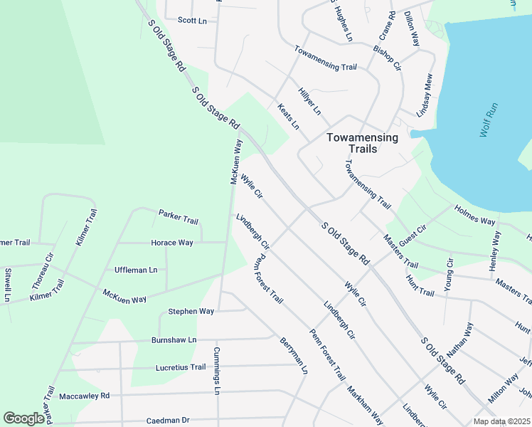 map of restaurants, bars, coffee shops, grocery stores, and more near Wylie Circle in Albrightsville
