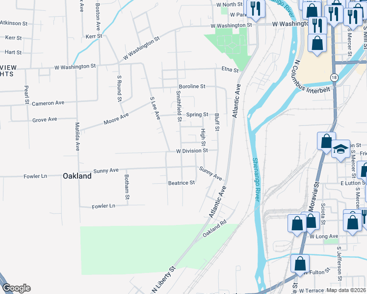 map of restaurants, bars, coffee shops, grocery stores, and more near 12 Magee Street in New Castle