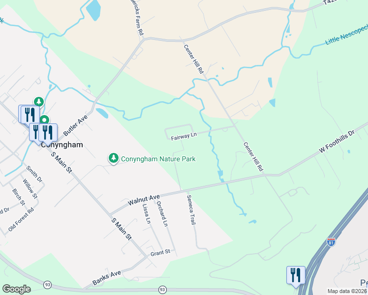 map of restaurants, bars, coffee shops, grocery stores, and more near 5 Fairway Lane in Sugarloaf