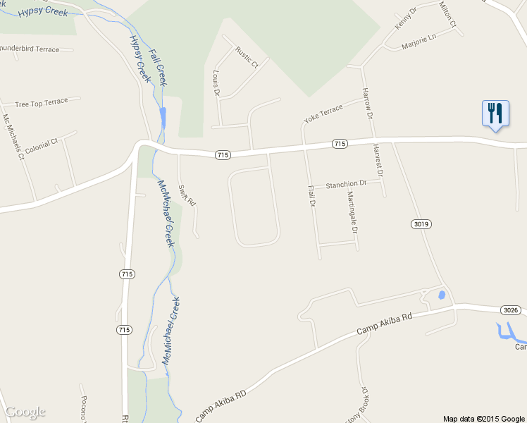 map of restaurants, bars, coffee shops, grocery stores, and more near 45 Chatham Hill Rd in Stroudsburg