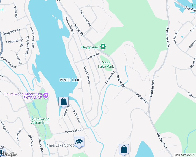 map of restaurants, bars, coffee shops, grocery stores, and more near 160 Algonquin Trail in Wayne
