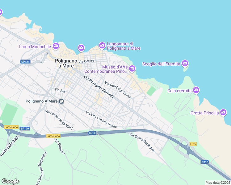 map of restaurants, bars, coffee shops, grocery stores, and more near 14 Via Vittorio Lenoci in Polignano a Mare