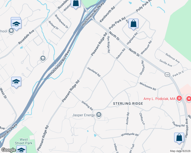map of restaurants, bars, coffee shops, grocery stores, and more near 90 Haviland Road in Harrison