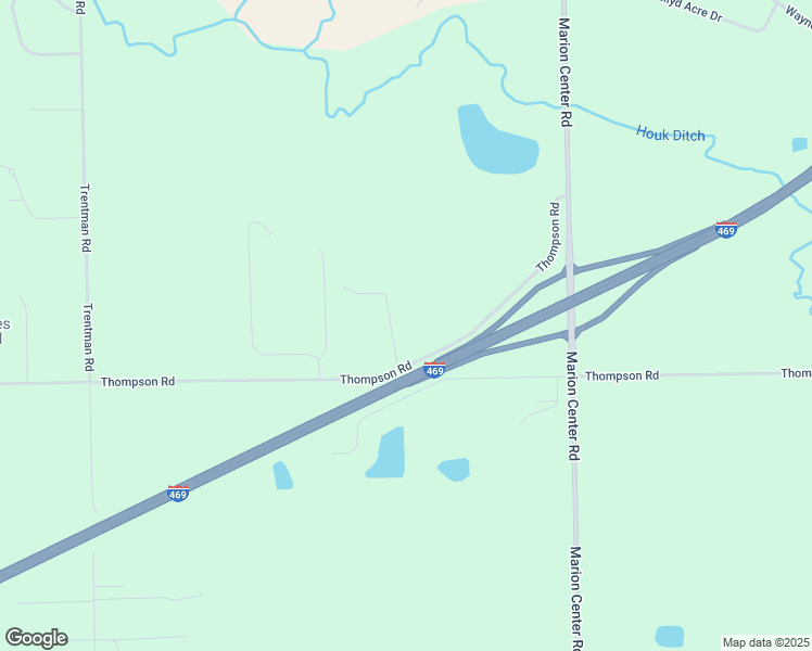 map of restaurants, bars, coffee shops, grocery stores, and more near 5801 Thompson Road in Fort Wayne
