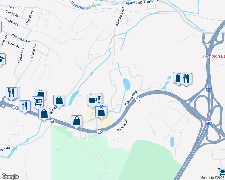 map of restaurants, bars, coffee shops, grocery stores, and more near 6411 Brookhaven Court in Riverdale