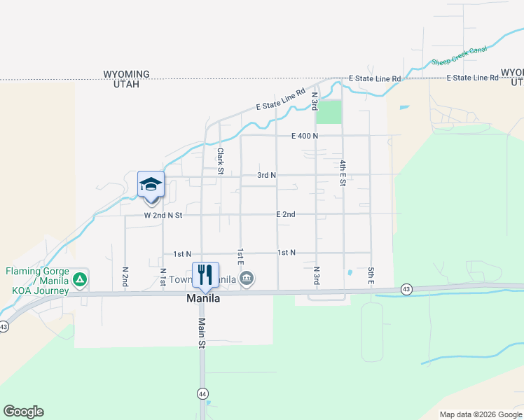 map of restaurants, bars, coffee shops, grocery stores, and more near 159 East 2nd North in Manila