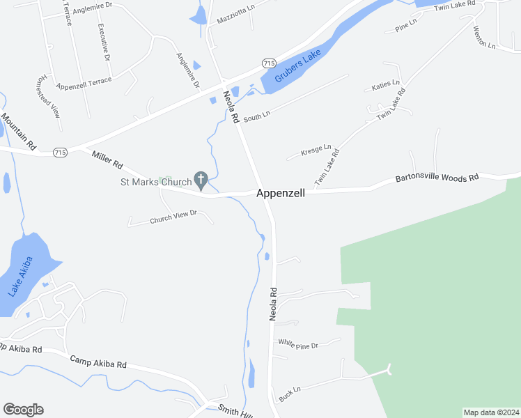 map of restaurants, bars, coffee shops, grocery stores, and more near 6149 Neola Road in Stroudsburg