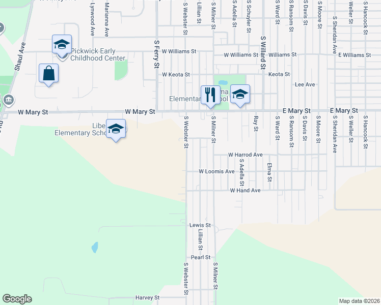 map of restaurants, bars, coffee shops, grocery stores, and more near 701-799 South Webster Street in Ottumwa