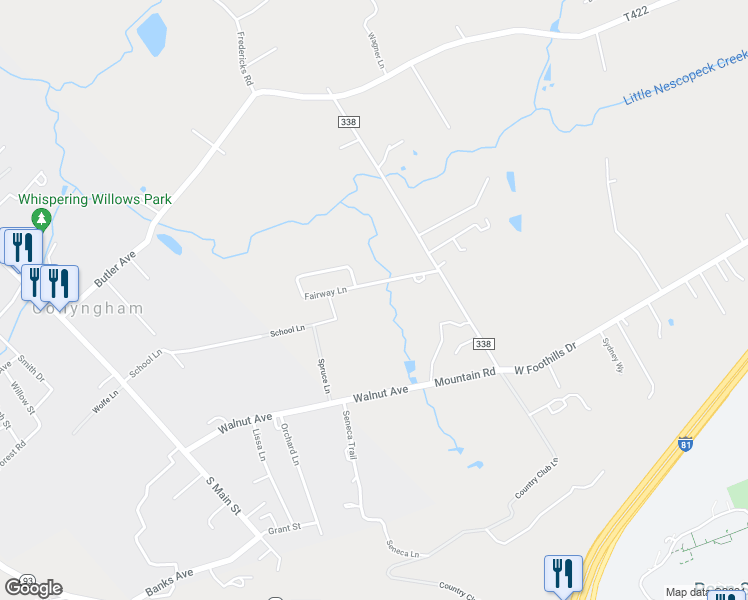 map of restaurants, bars, coffee shops, grocery stores, and more near 5 Fairway Lane in Sugarloaf