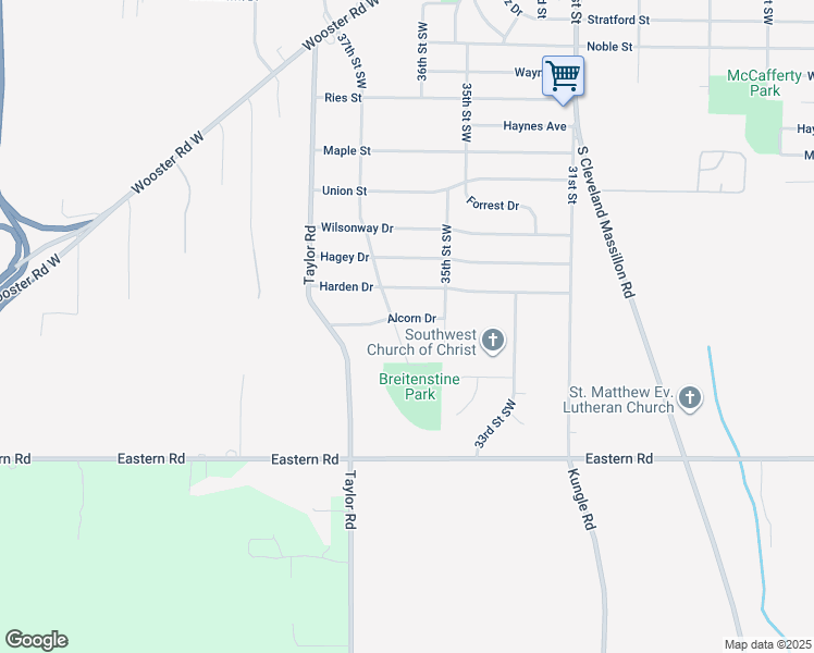 map of restaurants, bars, coffee shops, grocery stores, and more near 1570 Alcorn Drive in Barberton
