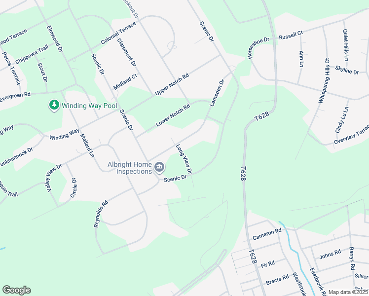 map of restaurants, bars, coffee shops, grocery stores, and more near 105 Long View Drive in Effort