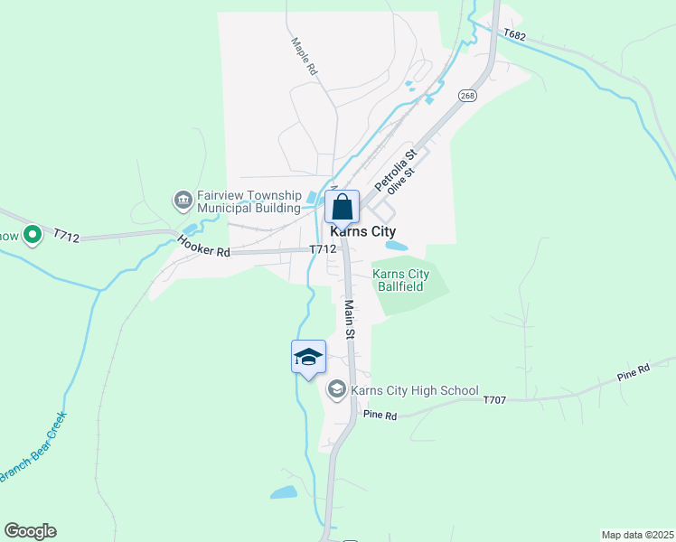 map of restaurants, bars, coffee shops, grocery stores, and more near 144 Main Street in Karns City