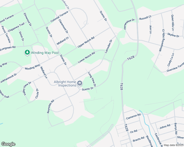 map of restaurants, bars, coffee shops, grocery stores, and more near 105 Long View Drive in Effort