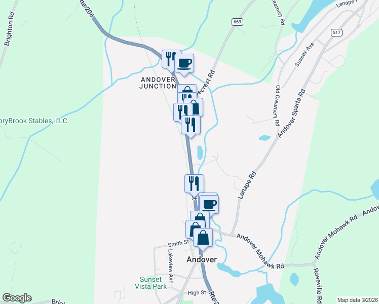 map of restaurants, bars, coffee shops, grocery stores, and more near 181 Main Street in Andover