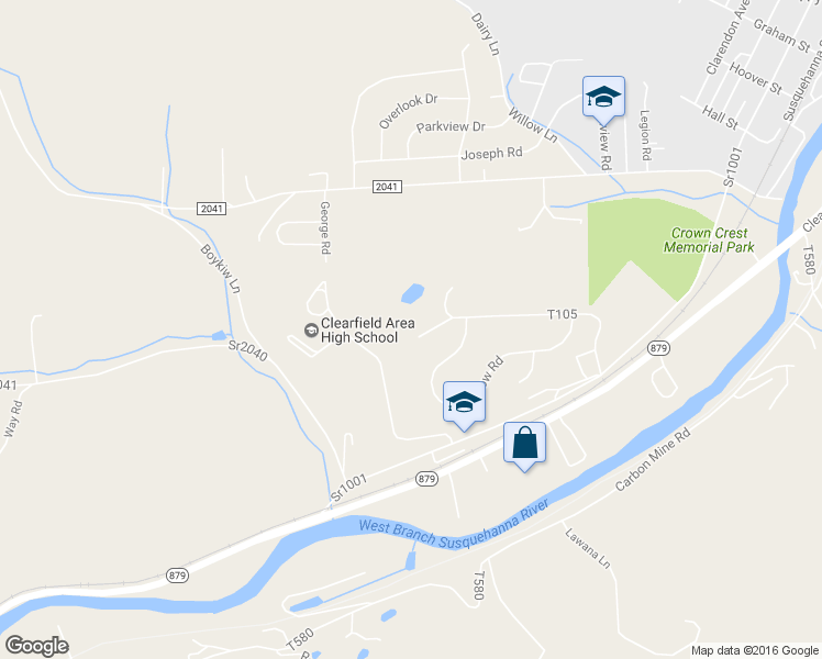map of restaurants, bars, coffee shops, grocery stores, and more near 80 Country Club Circle in Clearfield