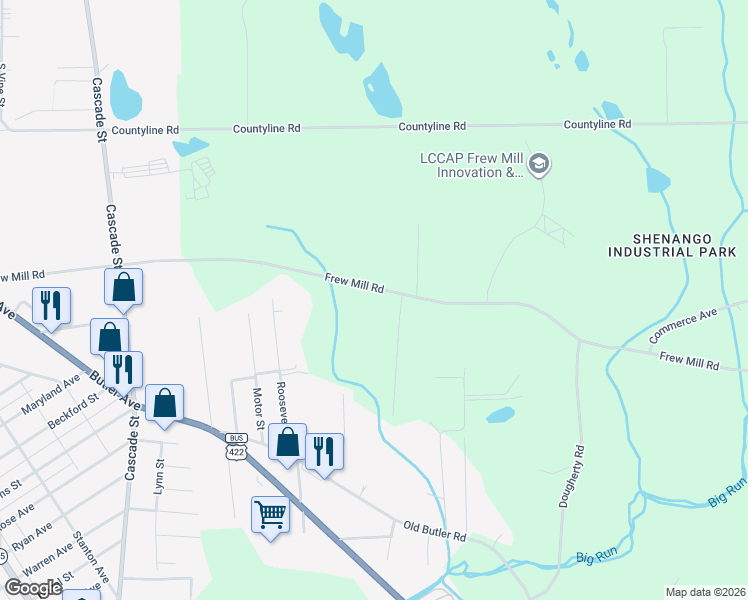 map of restaurants, bars, coffee shops, grocery stores, and more near 1658 Frew Mill Road in New Castle