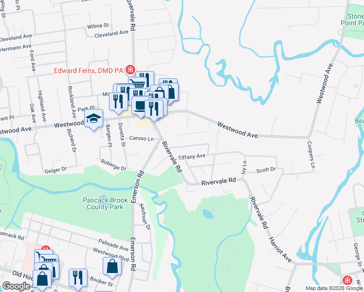 map of restaurants, bars, coffee shops, grocery stores, and more near 621 Alacci Way in River Vale