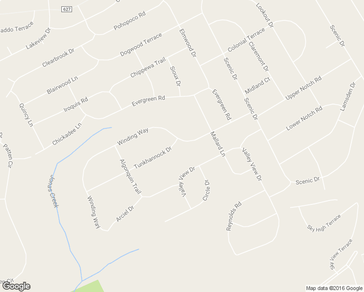 map of restaurants, bars, coffee shops, grocery stores, and more near 2005 Winding Way in Albrightsville