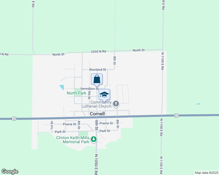 map of restaurants, bars, coffee shops, grocery stores, and more near 700 East Bauman Street in Cornell