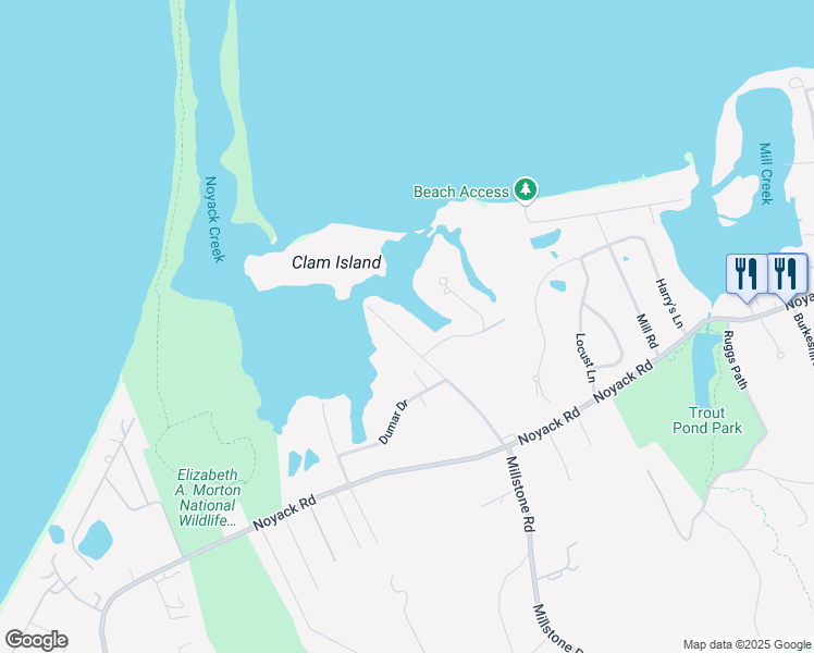 map of restaurants, bars, coffee shops, grocery stores, and more near 74 Cedar Point Lane in Sag Harbor