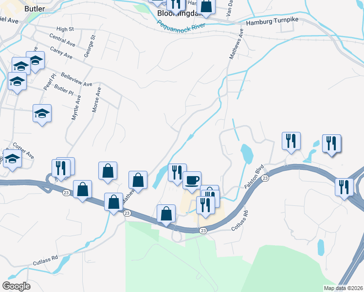 map of restaurants, bars, coffee shops, grocery stores, and more near 69 Mathews Avenue in Riverdale