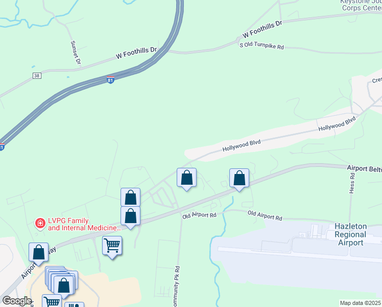 map of restaurants, bars, coffee shops, grocery stores, and more near 4 Hollywood Boulevard in Luzerne