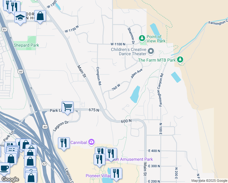 map of restaurants, bars, coffee shops, grocery stores, and more near 201 Bayview Drive in Farmington