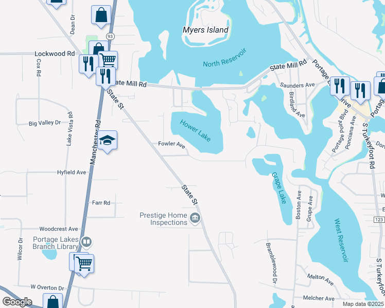 map of restaurants, bars, coffee shops, grocery stores, and more near 778 Jolson Avenue in Akron