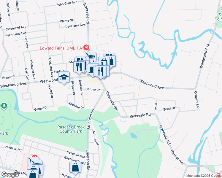 map of restaurants, bars, coffee shops, grocery stores, and more near 601 Alacci Way in River Vale