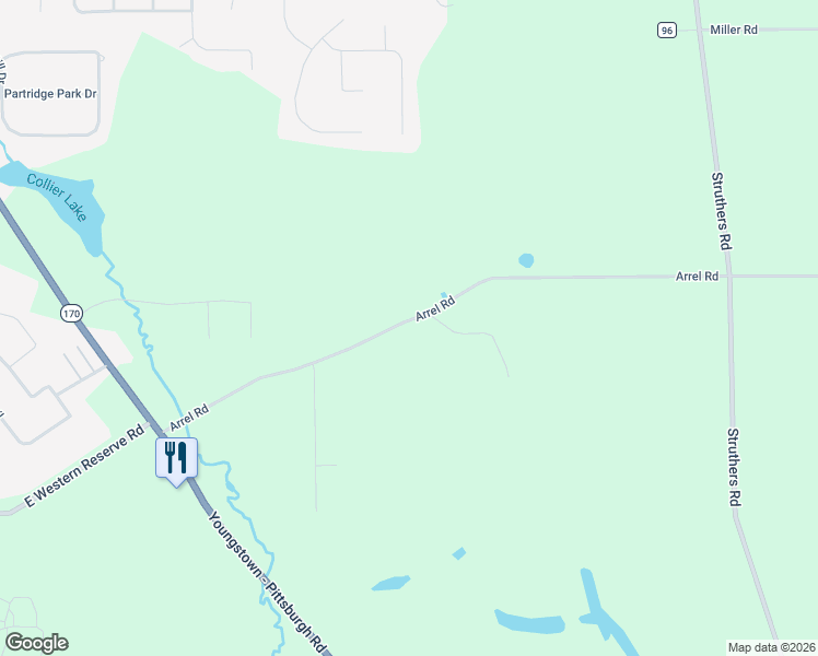 map of restaurants, bars, coffee shops, grocery stores, and more near 4149 Arrel Road in Youngstown