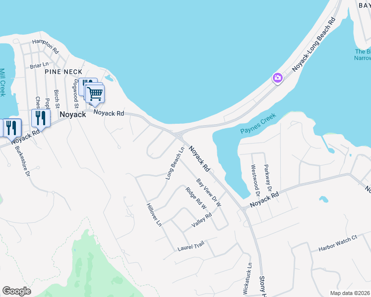 map of restaurants, bars, coffee shops, grocery stores, and more near 3748 Noyack Road in Sag Harbor