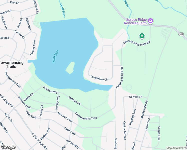 map of restaurants, bars, coffee shops, grocery stores, and more near 105 Longfellow Circle in Albrightsville